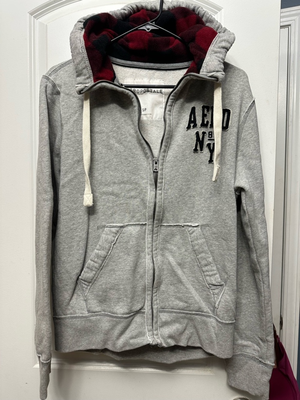 Aeropostale Light Gray Fleece-Lined Zip Hoodie